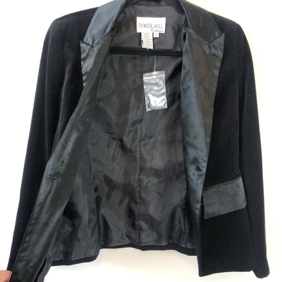 Vintage Tower Hill Collection Black Velvet Tuxedo Blazer Jacket Size XS/S NWOT’s - Picture 10 of 11